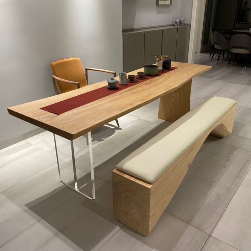 Office Furniture Home - İskandinav Masif Ahşap Akrilik Yüzer Masa